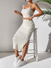 Women Summer Fashionable Simple Spaghetti Strap Midi Dress & Skirt Set